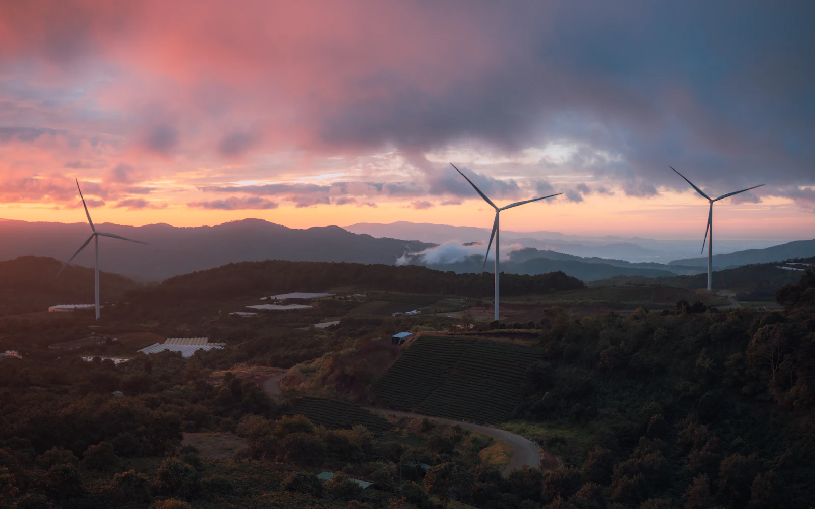 Wind turbines in a renewable-energy landscape